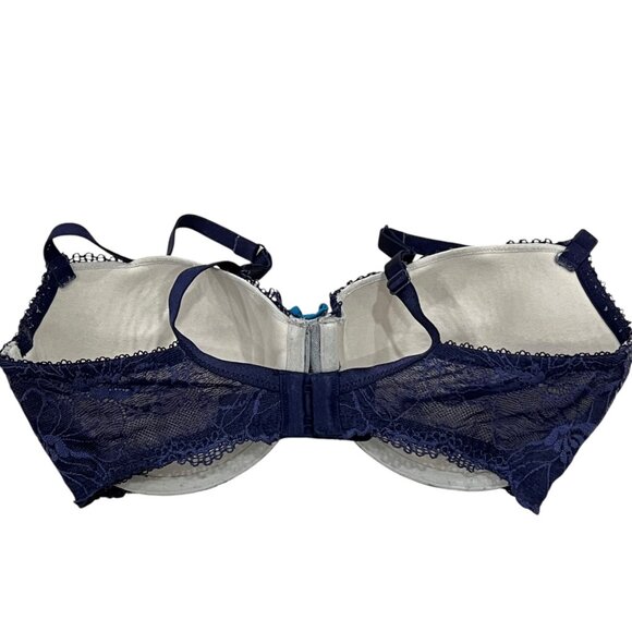 Heidi Klum Intimates Navy Blue Lace Underwire Bra Size 34DD - Picture 3 of 4
